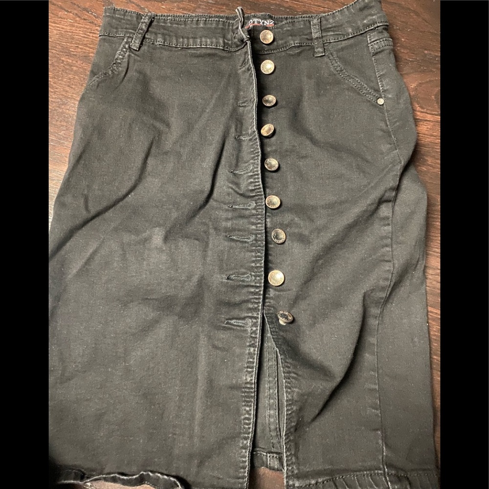 Black jean button up skirt size L